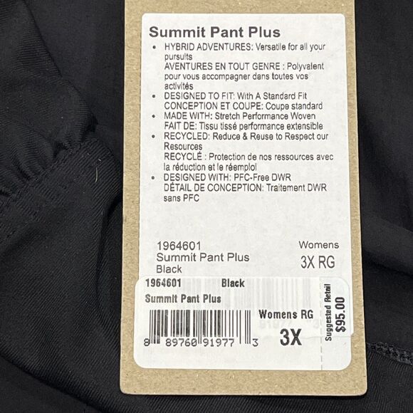 Prana NEW Summit Pant Plus Womens 3X Black Stretch Pockets Hiking Travel Outoor - Picture 14 of 16